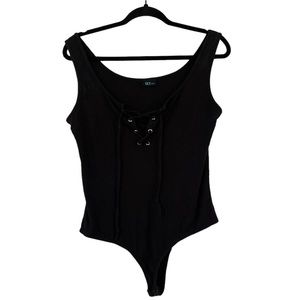 Lace up thong body suit - size tag missing